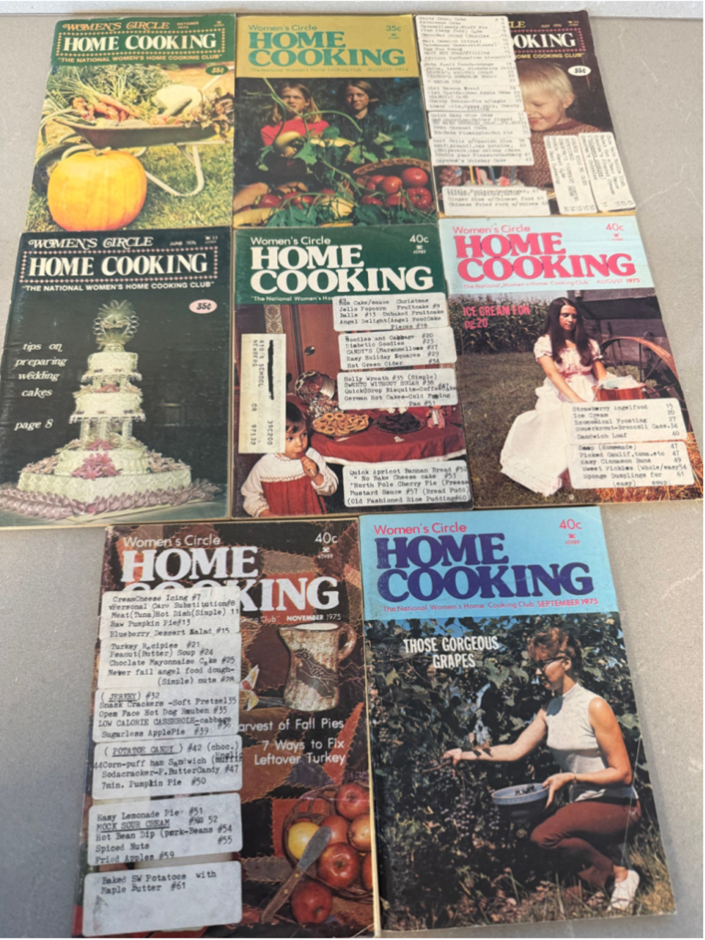 Vintage Women’s Circle Home Cooking Magazines 1973-1975 Lot of 8 Retro Recipes
